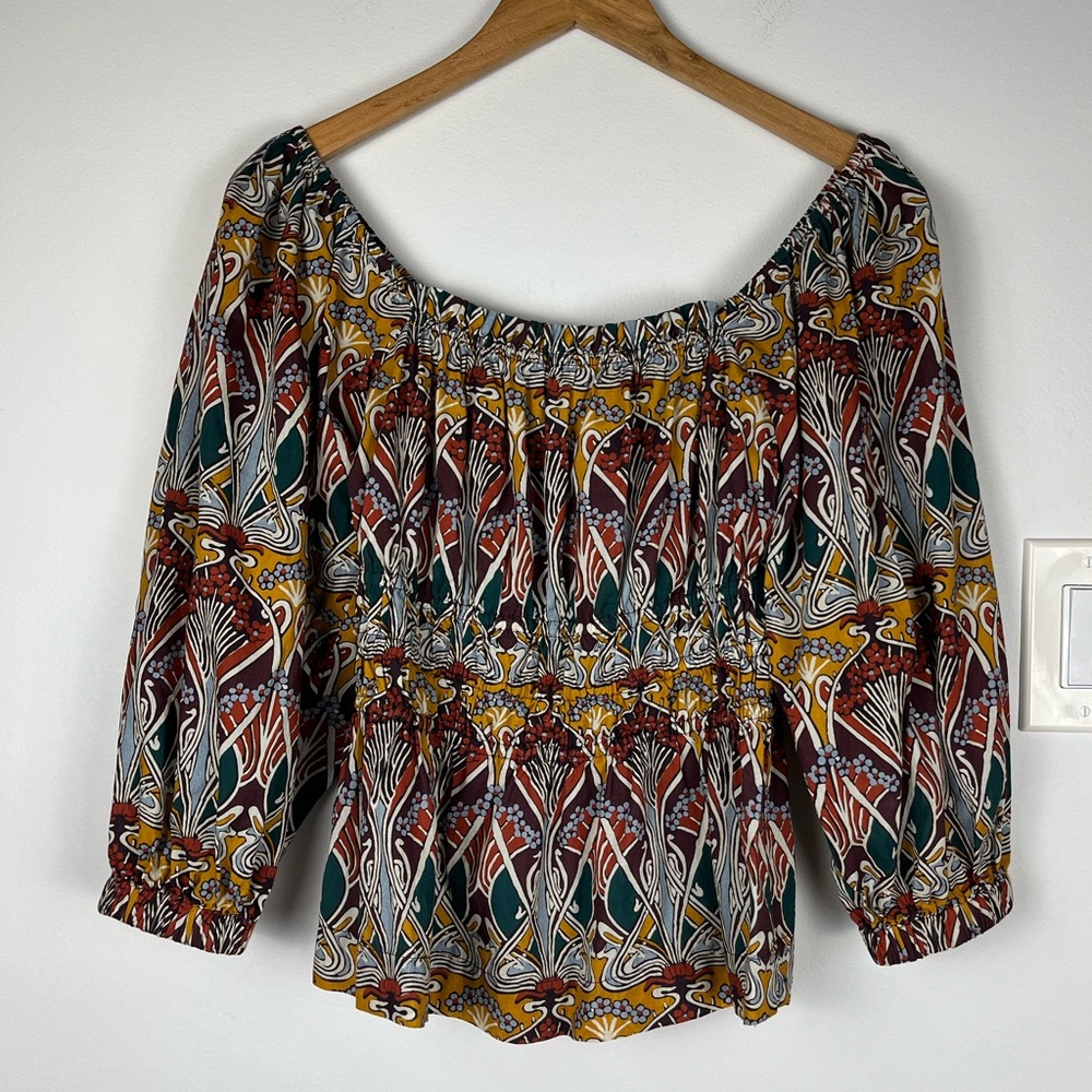 Cara Cara Multicolor Floral Smocked Peasant Top